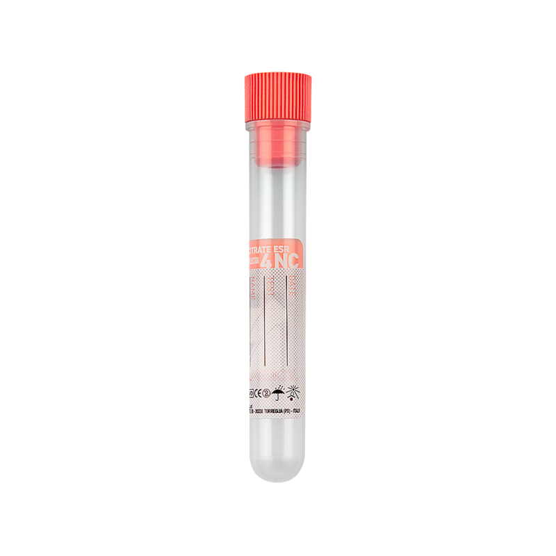 test tube with 0.25 ml sodium citrate (3.8%) x 1 ml blood (esr) and 2.25 ml blood (coagulation)