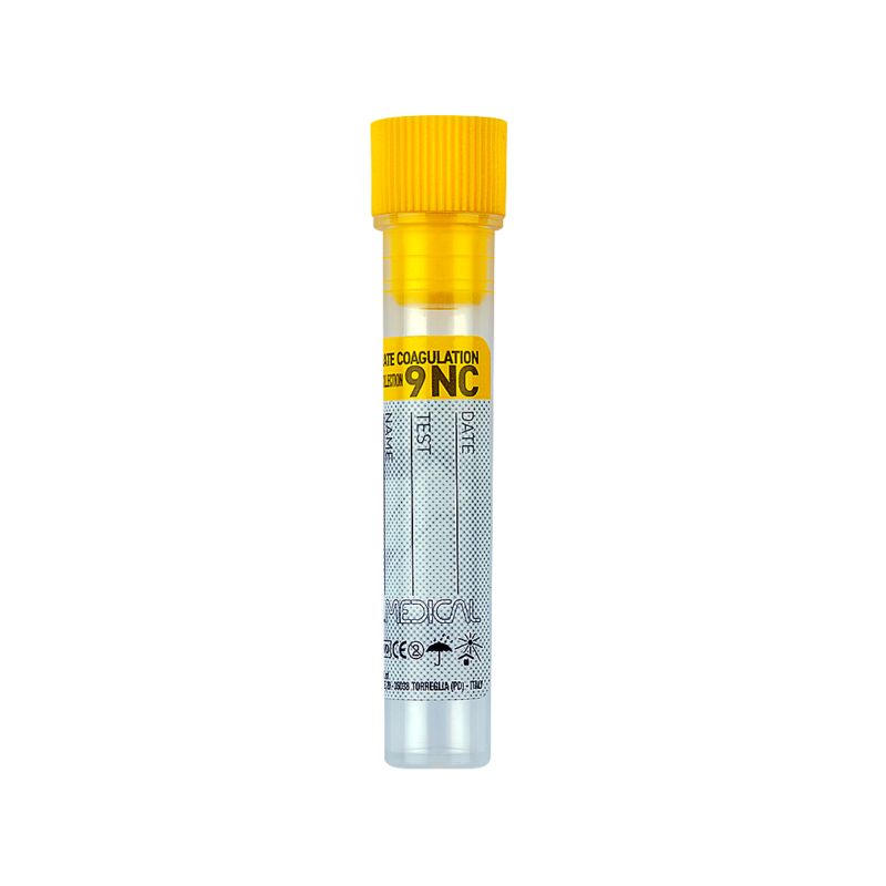 test tube with 0.1 ml sodium citrate (3.8%) x 0.9 ml blood (coagulation)