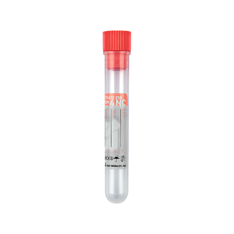 test tube with 0.4 ml sodium citrate (3.8%) x 1.6 ml blood (esr)