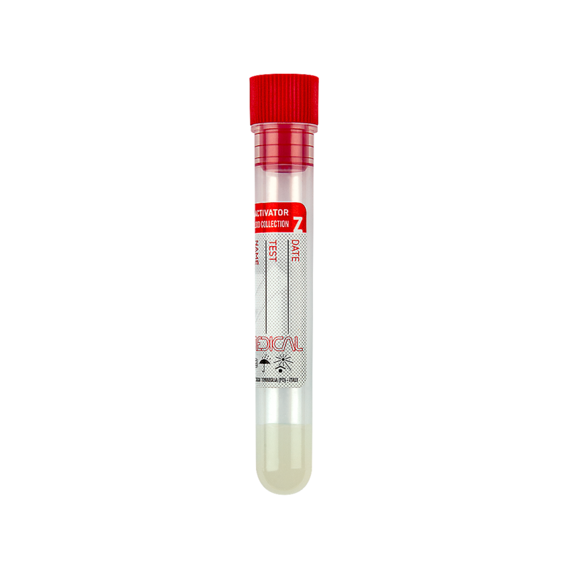 test tube with gel separator and clot activator silicon coated interior