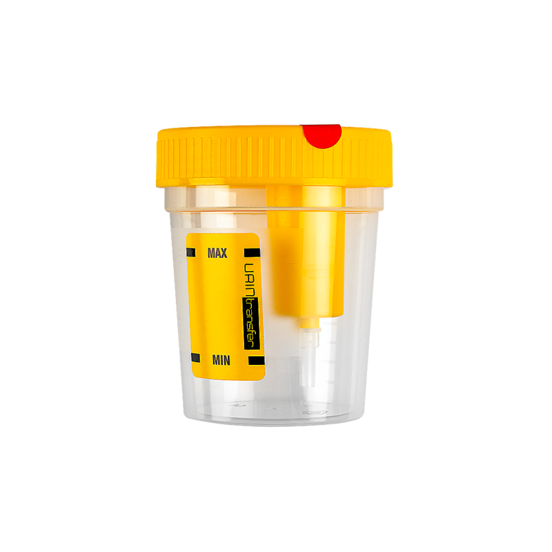 urine container with paper label with aspiration system for vacuum tubes (120 ml)