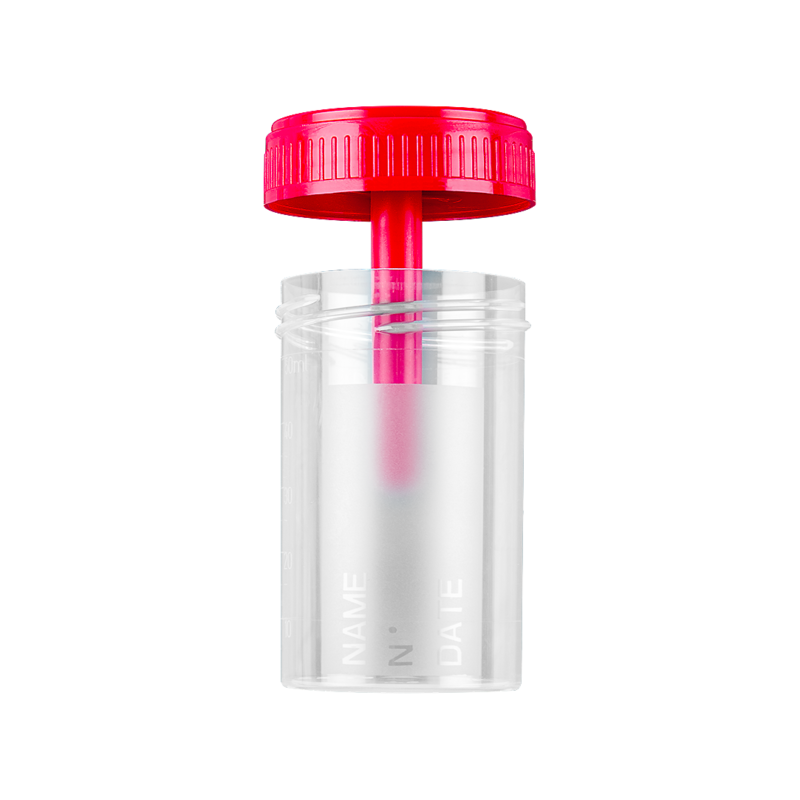 faeces container with frosted label with screw cap apart (60ml)