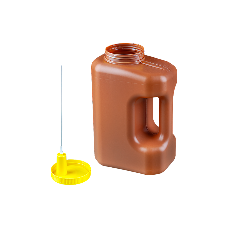 24h urine collection container with ergonomic handle and aspiration system for vacuum tubes