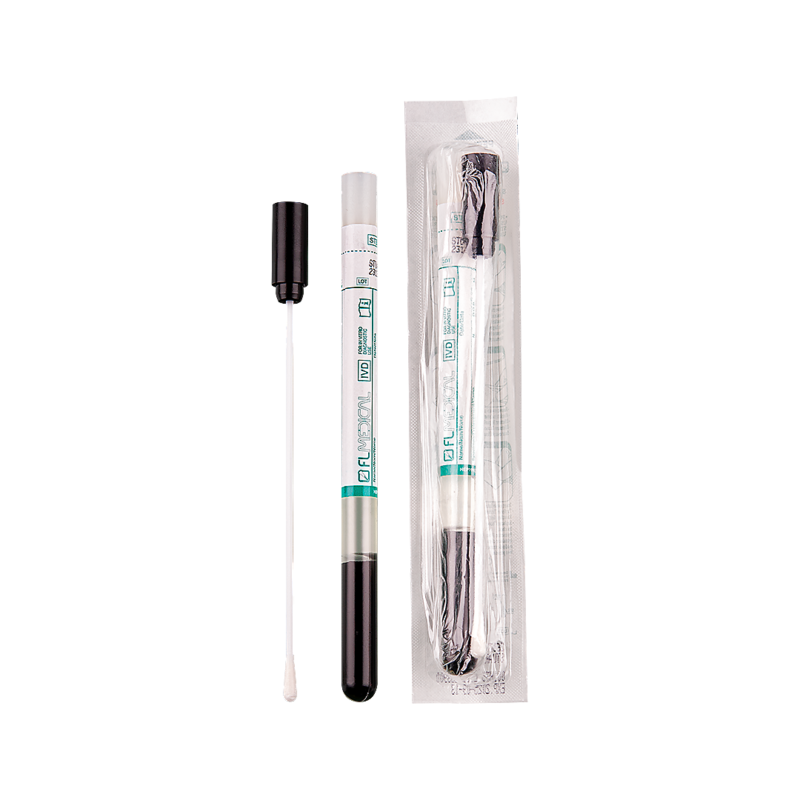 swab plastic stick with rayon tip in polypropylene test tube 12x150 mm with stuart transport medium and charcoal