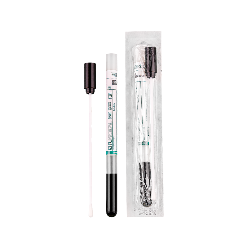 swab plastic stick with rayon tip in polypropylene test tube 12x150 mm with amies transport medium and charcoal