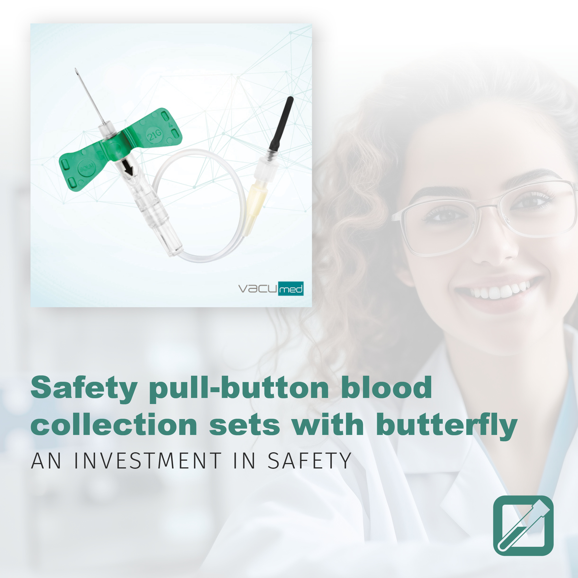 Safety pull-button blood collection sets with butterfly needles