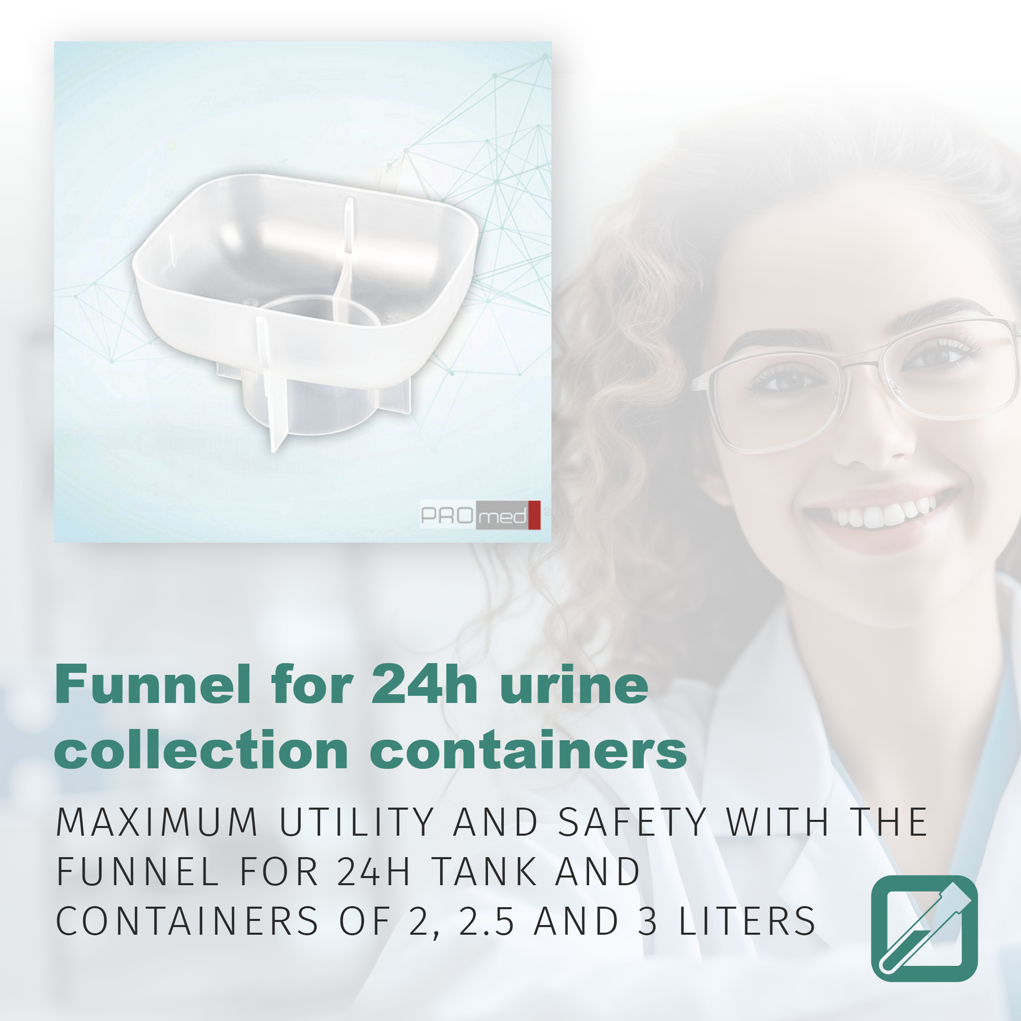 Funnel for 24h urine collection containers